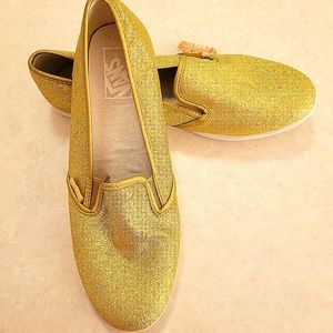Vans Low Pro Gold Glitter Slip Ons size 10.5 women's
